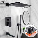 GobekUsa Black Shower Faucet Set with Rainfall Head and Hand Sprayer