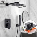 GobekUsa Black Shower Faucet Set with Rainfall Head and Hand Sprayer