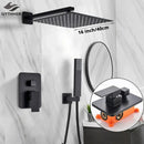 GobekUsa Black Shower Faucet Set with Rainfall Head and Hand Sprayer