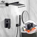 GobekUsa Black Shower Faucet Set with Rainfall Head and Hand Sprayer