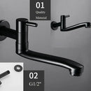 GobekUsa Black Stainless Steel Swivel Kitchen Faucet 360 Degree Rotation Wall Mounted