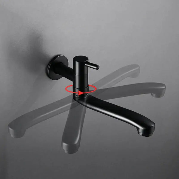GobekUsa Black Stainless Steel Swivel Kitchen Faucet 360 Degree Rotation Wall Mounted