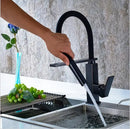 GobekUsa Black Swivel Kitchen Faucet Luxury Spray Deck Mounted Mixer Tap