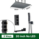 GobekUsa Black Brass Thermostatic Shower Faucet with Ceiling Rainfall Shower Head