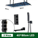 GobekUsa Black Brass Thermostatic Shower Faucet with Ceiling Rainfall Shower Head
