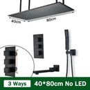 GobekUsa Black Brass Thermostatic Shower Faucet with Ceiling Rainfall Shower Head