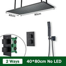 GobekUsa Black Brass Thermostatic Shower Faucet with Ceiling Rainfall Shower Head