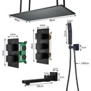 GobekUsa Black Brass Thermostatic Shower Faucet with Ceiling Rainfall Shower Head