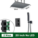 GobekUsa Black Brass Thermostatic Shower Faucet with Ceiling Rainfall Shower Head