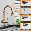 GobekUsa Dual Handle Kitchen Faucet with Black Touch Sensor and Three Modes