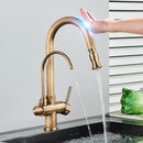GobekUsa Dual Handle Kitchen Faucet with Black Touch Sensor and Three Modes