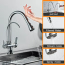 GobekUsa Dual Handle Kitchen Faucet with Black Touch Sensor and Three Modes