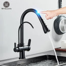 GobekUsa Dual Handle Kitchen Faucet with Black Touch Sensor and Three Modes