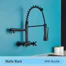 GobekUsa Black Wall-Mounted Kitchen Faucet with Swivel Spout and Dual Handles
