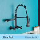 GobekUsa Black Wall-Mounted Kitchen Faucet with Swivel Spout and Dual Handles