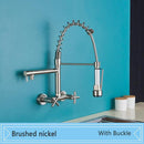 GobekUsa Black Wall-Mounted Kitchen Faucet with Swivel Spout and Dual Handles
