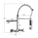 GobekUsa Black Wall-Mounted Kitchen Faucet with Swivel Spout and Dual Handles