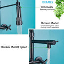 GobekUsa Black Wall-Mounted Kitchen Faucet with Swivel Spout and Dual Handles