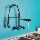 GobekUsa Black Wall-Mounted Kitchen Faucet with Swivel Spout and Dual Handles