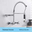 GobekUsa Black Wall-Mounted Kitchen Faucet with Swivel Spout and Dual Handles