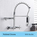 GobekUsa Black Wall-Mounted Kitchen Faucet with Swivel Spout and Dual Handles