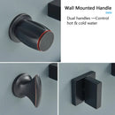 GobekUsa Black Bronze Wall Mounted Waterfall Bathroom Faucet with Dual Handles