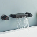 GobekUsa Black Bronze Wall Mounted Waterfall Bathroom Faucet with Dual Handles