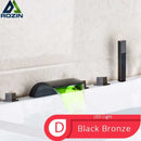 GobekUsa Black Waterfall LED Bathtub Faucet Set
