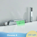 GobekUsa Black Waterfall LED Bathtub Faucet Set