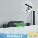 GobekUsa Black Waterfall LED Bathtub Faucet Set