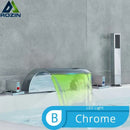 GobekUsa Black Waterfall LED Bathtub Faucet Set