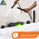 GobekUsa Black Waterfall LED Bathtub Faucet Set