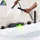 GobekUsa Black Waterfall LED Bathtub Faucet Set
