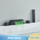 GobekUsa Black Waterfall LED Bathtub Faucet Set