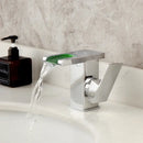 GobekUsa LED Waterfall Basin Faucet White & Black Mixer Tap Deck Mount Solid Brass