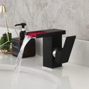 GobekUsa LED Waterfall Basin Faucet White & Black Mixer Tap Deck Mount Solid Brass
