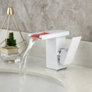 GobekUsa LED Waterfall Basin Faucet White & Black Mixer Tap Deck Mount Solid Brass