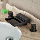 GobekUsa Black Wide Waterfall Spout Faucet Double Handle Bathroom Mixer Taps