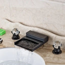 GobekUsa Black Wide Waterfall Spout Faucet Double Handle Bathroom Mixer Taps