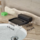 GobekUsa Black Wide Waterfall Spout Faucet Double Handle Bathroom Mixer Taps