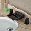 GobekUsa Black Wide Waterfall Spout Faucet Double Handle Bathroom Mixer Taps
