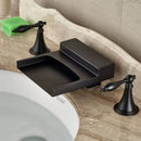 GobekUsa Black Wide Waterfall Spout Faucet Double Handle Bathroom Mixer Taps