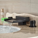 GobekUsa Black Wide Waterfall Spout Faucet Double Handle Bathroom Mixer Taps
