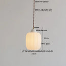 GobekUsa Ceramic Walnut Pendant Light with LED, Adjustable Hanging Lamp