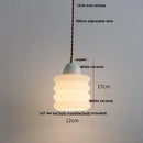 GobekUsa Ceramic Walnut Pendant Light with LED, Adjustable Hanging Lamp