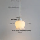 GobekUsa Ceramic Walnut Pendant Light with LED, Adjustable Hanging Lamp