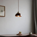 GobekUsa Ceramic Walnut Pendant Light with LED, Adjustable Hanging Lamp