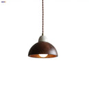 GobekUsa Ceramic Walnut Pendant Light with LED, Adjustable Hanging Lamp