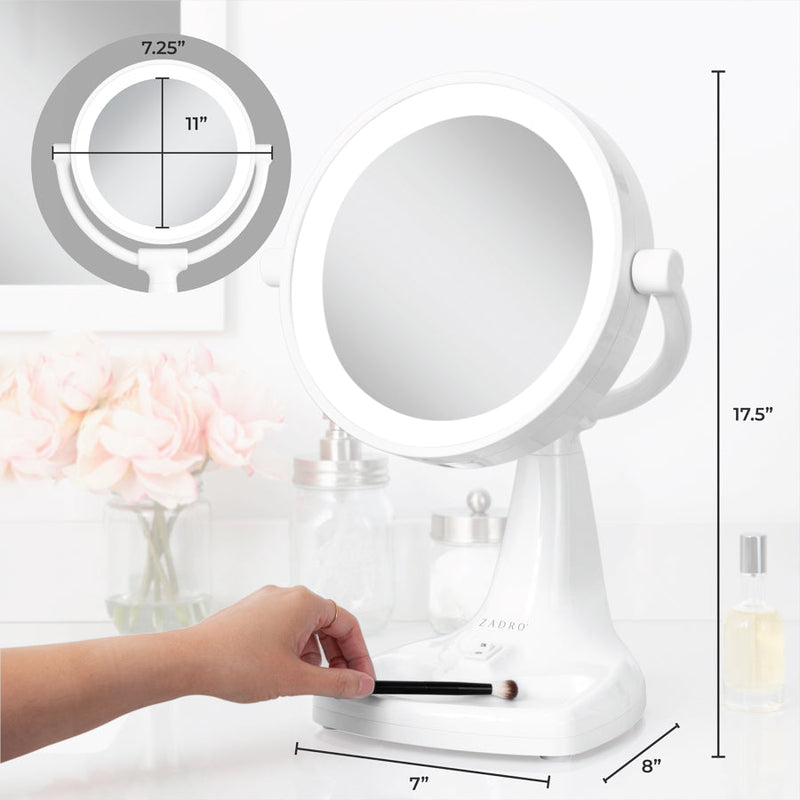 Max Bright Lighted Makeup Mirror with Magnification & Storage Tray
