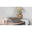 Maya Grey Marble Drop In Round Vessel Bathroom Sink 16 Inch Polished